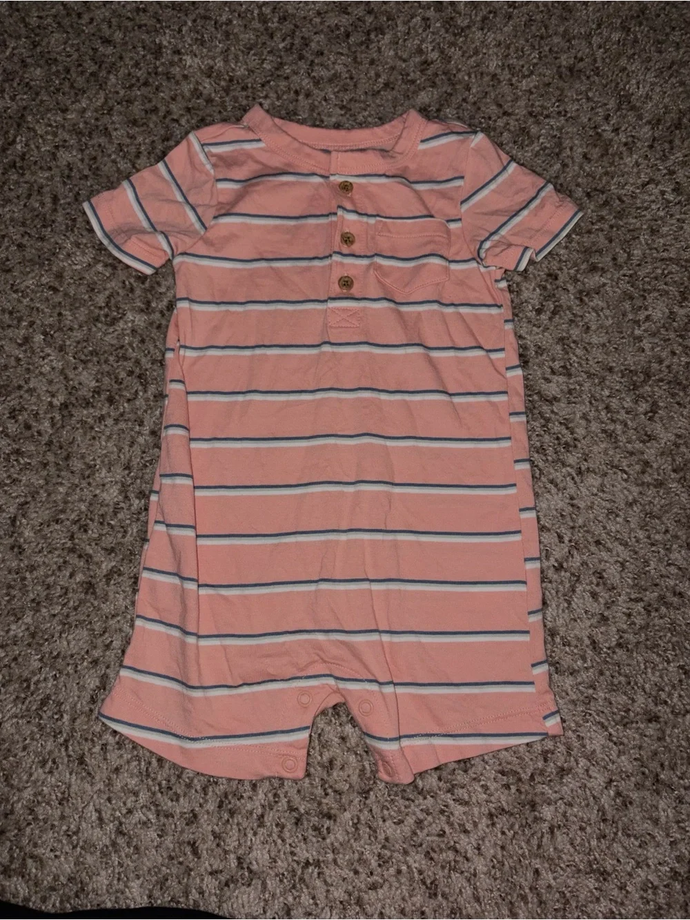 Carter's Coral Striped Baby Romper